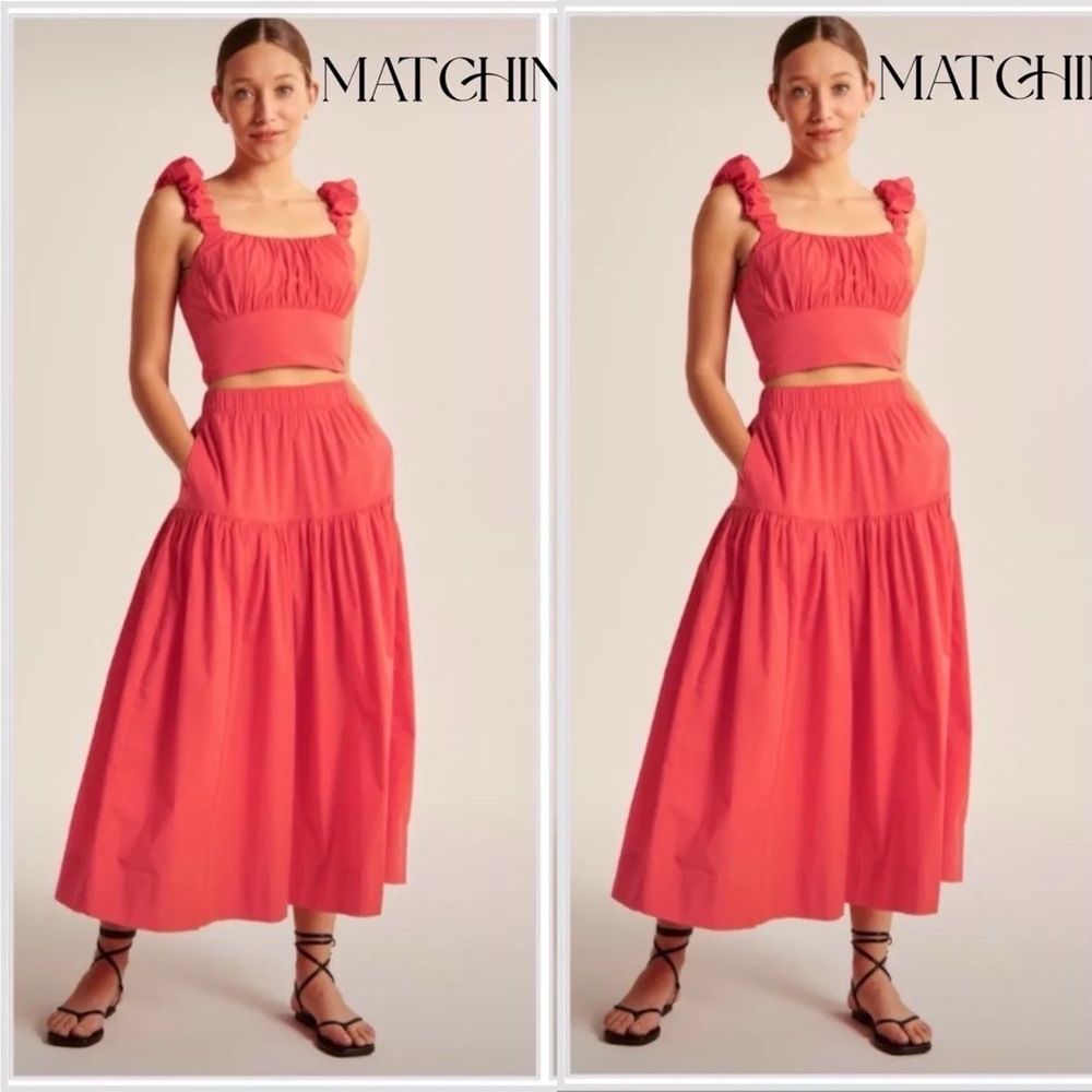 Abercrombie & Fitch Coral Pink Midi Skirt
